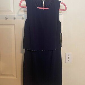 Laundry By Shelli Segal Ink Blok Blue Bedazzled Hem Formal Mini Dress Size 2